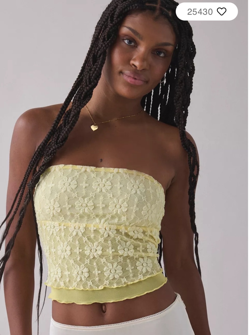 NEW Urban Floral Lace Tube Top Yellow L - Picture 2 of 9